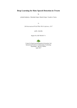 Deep Learning for Hate Speech Detection in Tweets