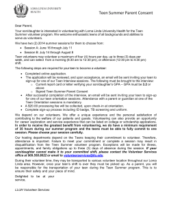 Teen Summer Parent Consent - Loma Linda University Medical Center