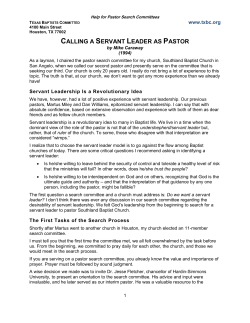calling a servant leader as pastor