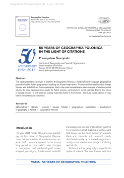 50 years of Geographia Polonica in the light of citations