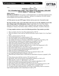 PERIOD 6 (1900-Present) Ch. 31 Reading Study