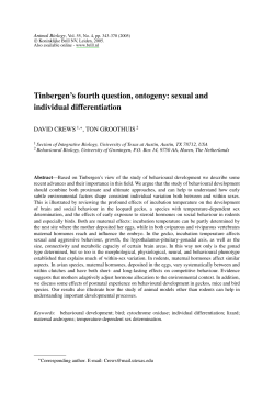 Tinbergen`s fourth question, ontogeny: sexual and individual