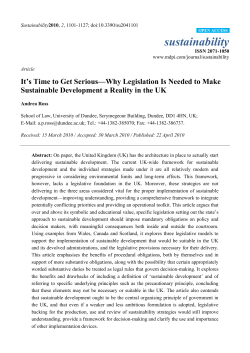 It`s Time to Get Serious—Why Legislation Is Needed to Make