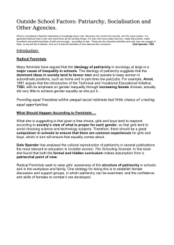 Outside School Factors: Patriarchy, Socialisation and Other Agencies