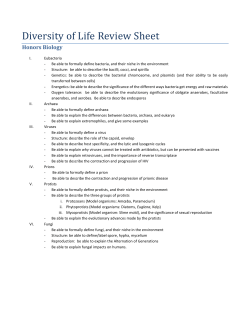 Diversity of Life Review Sheet