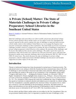 A Private [School] Matter: The State of Materials Challenges in