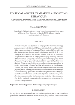 POLITICAL ADVERT CAMPAIGNS AND VOTING BEHAVIOUR: