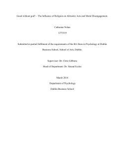 Good without god? &ndash; The Influence of Religion on Altruistic Acts and