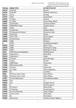 karaoke songs as at 5 june 2013