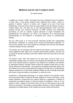 Medicine and its role in today`s world