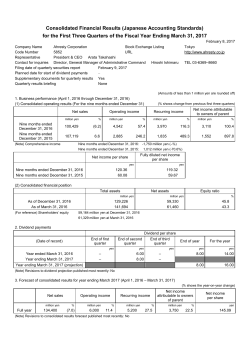 for the First Three Quarters of the Fiscal Year Ending March 31