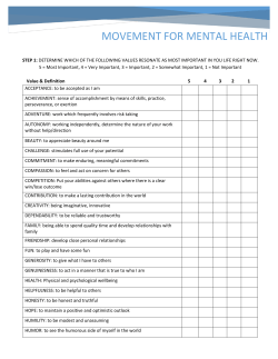 a Movement For Mental Health values