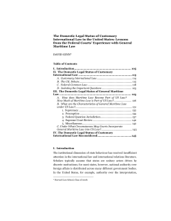 The Domestic Legal Status of Customary International Law in