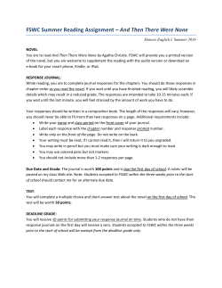 FSWC Summer Reading Assignment &ndash; And Then There Were None