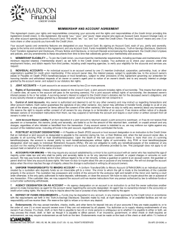 MEMBERSHIP AND ACCOUNT AGREEMENT