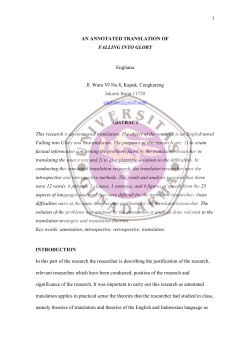 1 AN ANNOTATED TRANSLATION OF FALLING INTO GLORY