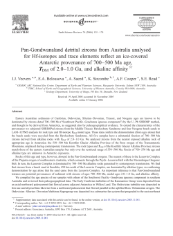 Pan-Gondwanaland detrital zircons from Australia analysed for Hf