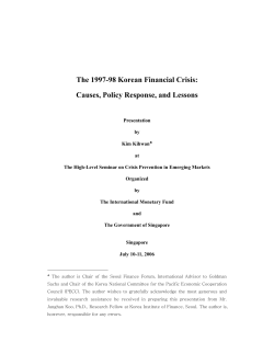 The 1997-98 Korean Financial Crisis: Causes, Policy Response