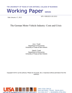 The German Motor Vehicle Industry: Costs and Crisis