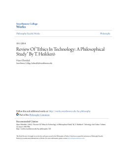 Review Of "Ethics In Technology: A Philosophical Study" By