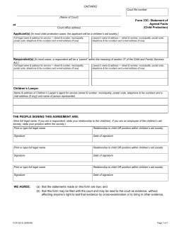 Form 33C: Statement of Agreed Facts (Child