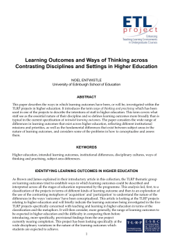 Learning Outcomes and Ways of Thinking across Contrasting
