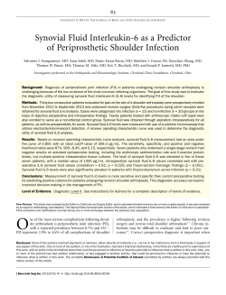 Synovial Fluid Interleukin-6 as a Predictor of Periprosthetic Shoulder