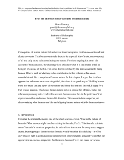 1 Trait bin and trait cluster accounts of human nature Grant Ramsey
