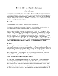 How to Give and Receive Critiques