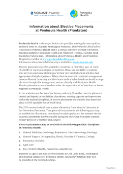 Peninsula Clinical School Elective Placement