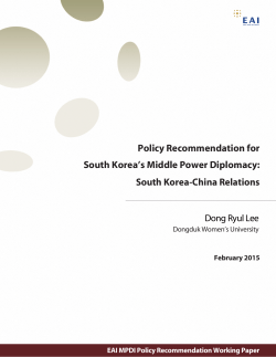 Policy Recommendation for South Korea`s Middle Power Diplomacy