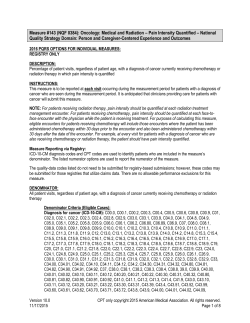 Oncology: Medical and Radiation &ndash; Pain Intensity Quantified