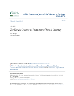 The Female Quixote as Promoter of Social Literacy