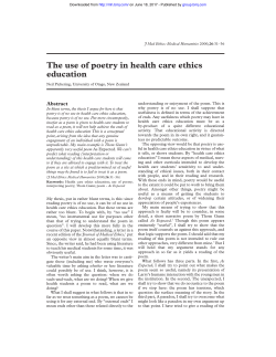 The use of poetry in health care ethics education