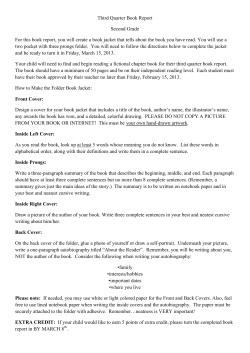 Third Quarter Book Report Second Grade For this book report, you