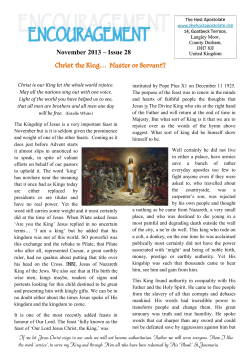 November 2013 &ndash; Issue 28 Christ the King&hellip; Master or Servant?