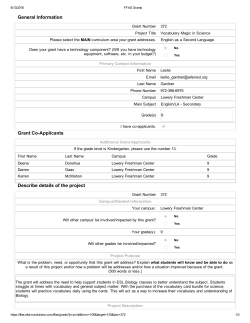 General Information Grant CoApplicants Describe details