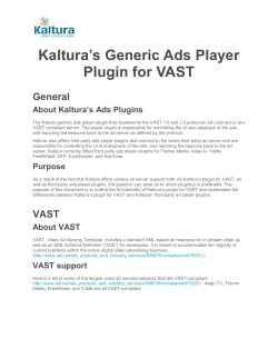 Kaltura`s Generic Ads Player Plugin for VAST