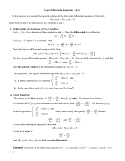 Exact Differential Equations - (2.4) In this section, we consider the