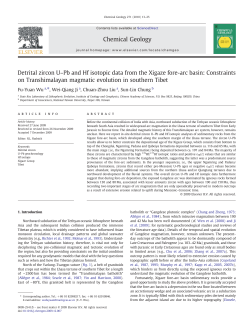 Detrital zircon U–Pb and Hf isotopic data from the Xigaze fore