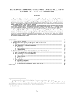defining the standard of prenatal care: an analysis of judicial and