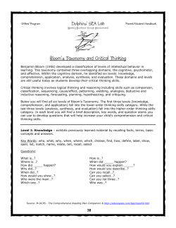 Bloom`s Taxonomy and Critical Thinking