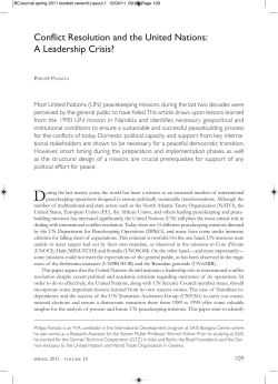 Conflict Resolution and the United Nations: A Leadership Crisis?