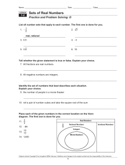 Sets of Real Numbers