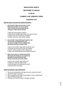 Class XII English Aunt Jennifer Tigers