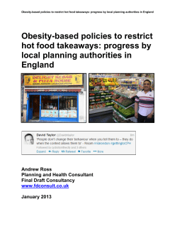 Obesity-based policies to restrict hot food takeaways: progress by