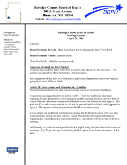 Burleigh County Board of Health 500 E Front Avenue Bismarck, ND
