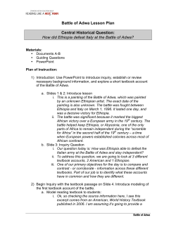 Battle of Adwa Lesson Plan Central Historical Question: How did