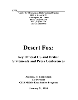 Desert Fox: Key Official US and British Statements and Press