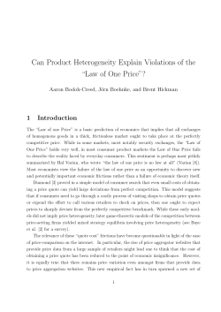 Can Product Heterogeneity Explain Violations of the &ldquo;Law of One